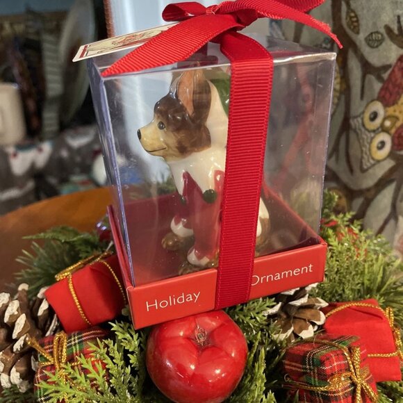 Blue Sky Claywork Holiday Collection Dog In A Santa Outfit Ornament - NIB - Picture 4 of 5